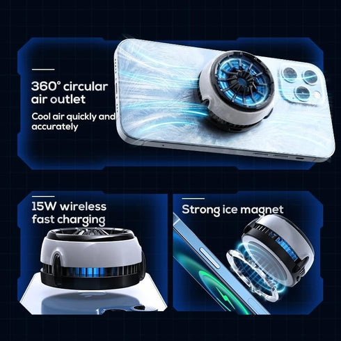 MEMO Magnetic Gaming Phone Cooler - Fast Wireless Charger 15W, Portable Semiconductor Radiator Fan, for iPhone/iPad/Android - Ideal for Gaming, Li...