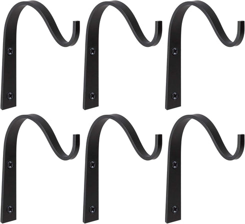 Mkono 6 Pack Iron Wall Hooks for Hanging Plant Lanterns, Plant Hanger Fence Metal Bracket for Bird Feeders, Wind Chimes, Mason Jar Sconces, Light ...