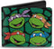 Nickelodeon Men's Buckle-Down PU Bifold Wallet-Classic TMNT Faces Black/Green Turtle Shell, Multicolor, 4.0" x 3.5"...