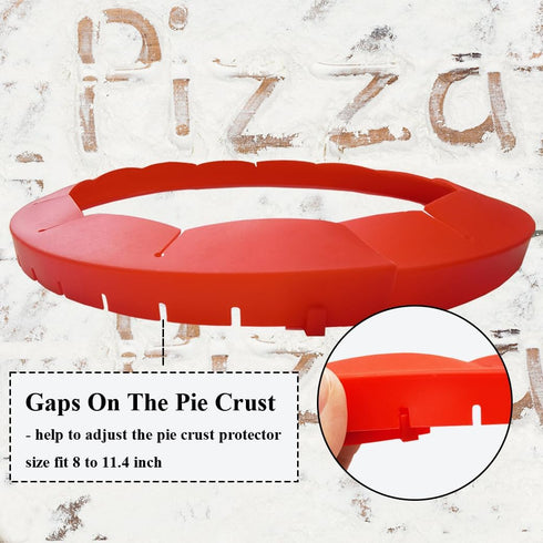 Adjustable Silicone Pie Crust Shields Baking Protectors Cover Ring Fits 8-11.4 Inch Pies Baking Pie Crust Shield Protector Cover for Edges (Red-1P...