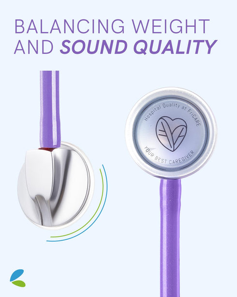 FriCARE Purple Stethoscopes for Nurses, Doctors and Nursing School Students, Lightweight Single Head Stethoscopes kit for Home Use Medical Supplie...