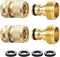 HQMPC Garden Hose Quick Connect Solid Brass Quick Connector Garden Hose Fitting Water Hose Connectors Garden Hose Disconnect 3/4 inch GHT (2Sets) ...