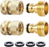 HQMPC Garden Hose Quick Connect Solid Brass Quick Connector Garden Hose Fitting Water Hose Connectors Garden Hose Disconnect 3/4 inch GHT (2Sets) ...