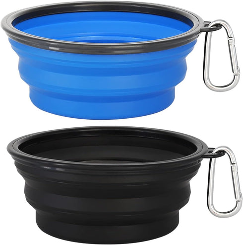 Kytely Large Collapsible Dog Bowl 2 Pack, 34oz Foldable Dog Travel Bowls, Portable Dog Water Food Bowl with Clasp, Pet Cat Feeding Cup Dish for Tr...