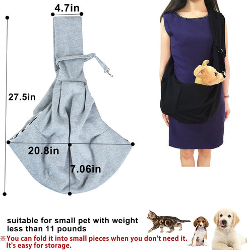 Dog and Cat Sling Carrier Little Pet Carrier Shoulder Crossbody Pet Slings for Outdoor Traveling Subway (Gray)...
