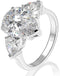 Hsitgexf Shining Classic Plated Silver Pear Cut Teardrop Halo Cubic Zirconia CZ Statement 3-Stone Eternity Wedding Engagement Ring for Women (US s...