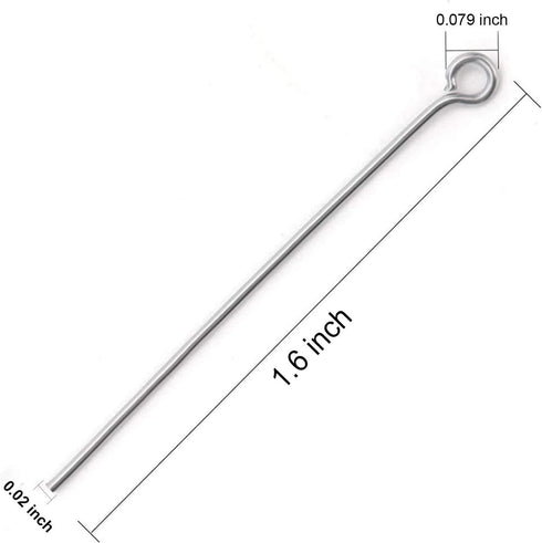 300 Pcs 1.6 Inch 304 Stainless Steel Open Eye Pins Headpins for Jewelry Necklace Making, (Silver)...