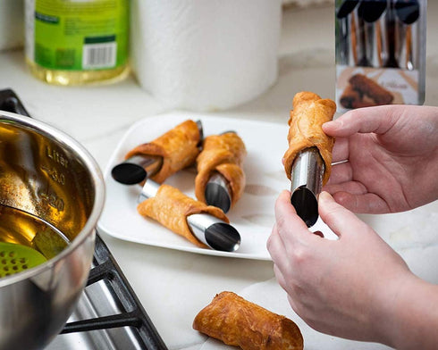 DS. DISTINCTIVE STYLE Cannoli Tubes Kit 12 Pieces Stainless Steel Canolli Shell Molds with Cake Ring Mold DIY Canoli Forms for Baking...