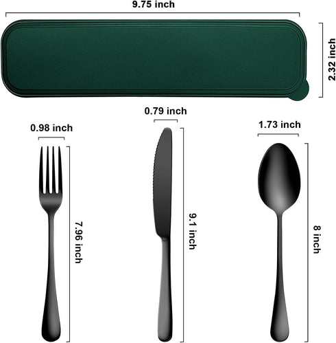 Portable Cutlery Set?Travel Utensil Set with Case?Travel 18/8 Stainless Steel Spoon and Fork Set for Lunch Box, 3 PCs Travel Silverware Set Travel...
