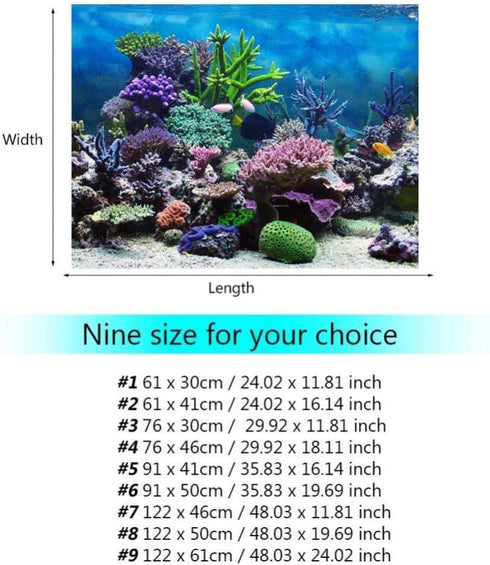 Aquarium Background Poster,Fish Decorations Pictures 3D Effect PVC Adhesive Poster Underwater Coral Reef Decor Paper Cling Decals Sticker(76x30cm)...