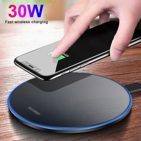 Wireless Charger • 30W Max Wireless Charging Pad • Compatible with Samsung Galaxy S23/S22/S21/S21 Ultra/S21+/S20 fe/S20/Note 20/10,Google Pixel,LG...