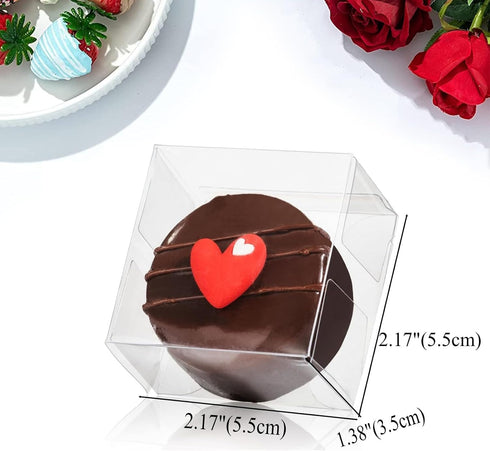 RomanticBaking 50pcs Clear Single Chocolate Covered Ore Cookies Macaron Box for Wedding Favors Baby Shower 2.17"×2.17"×1.38" Inch Party Favor Box ...