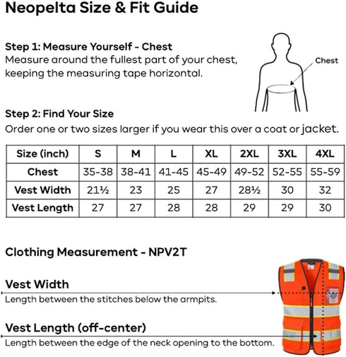 Reflective Safety Vest Orange Mesh, High Visibility Vest with Pockets and Zipper, Padded Neck, Construction Work Vest ANSI Class 2, Orange with Ye...