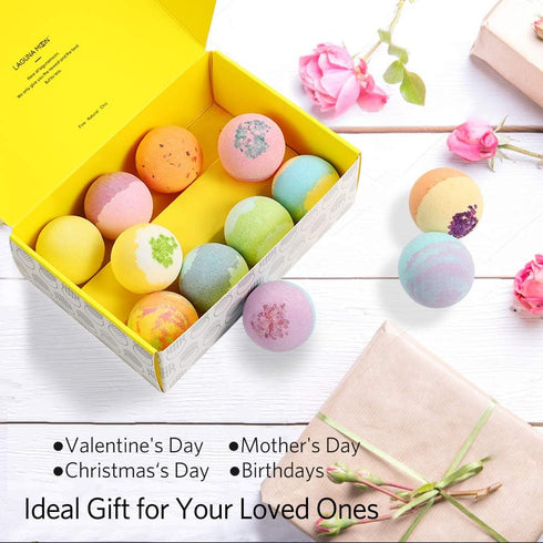 Bath Bombs Gift Set - Extra Large 12 Pack Handmade Natural Bath Bombs with Essential Oils, Sea Salt, Shea Butter, Coconut Oil - Perfect Birthday, ...