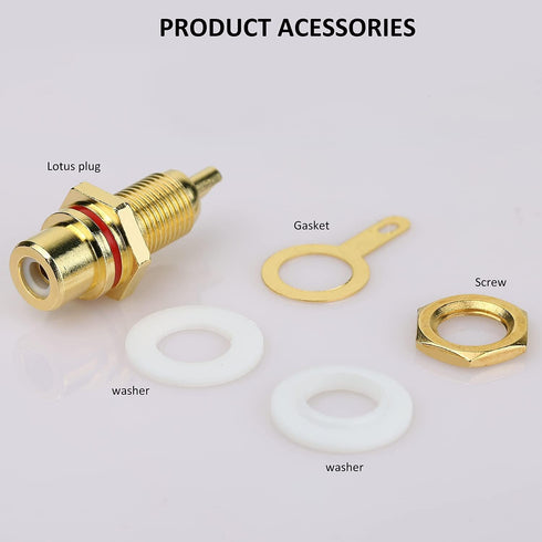 10Pcs Audio Terminal Jack Panel Mount RCA Lotus Head Welding Female Socket Connector (5Pcs Black + 5Pcs Red)...