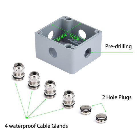 80x76x60mm Aluminum Alloy Metal Waterproof Junction Box, Universal Industrial Structure IP66 Outdoor Using explosionproof Electrical Project Box 3...