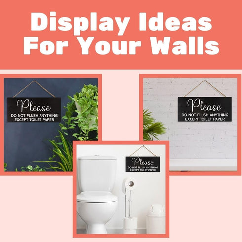 JennyGems Sensitive Plumbing Bathroom Sign, Do Not Flush Except Toilet Paper Sign, for Septic System, Vacation Rentals, RV and Cabins, Businesses,...