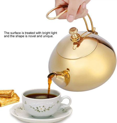 1.5L Classical Stainless Steel Teapot Induction Cooker Kettle Teakettle Fast Water Heating Boiling Pot with Tea Strainer for Kung Fu Tea(Gold)...