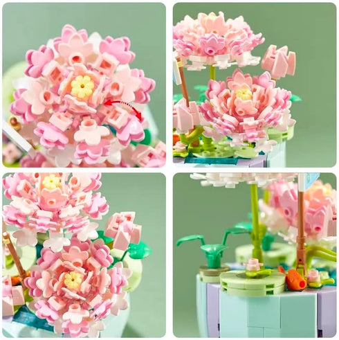 Lotus Flower Building Set, Mini Cute Botanical Collection Flower Bonsai Plant, Creative for Kids 6+ and Adults, Room Or Home Decor (312PCS) - No C...