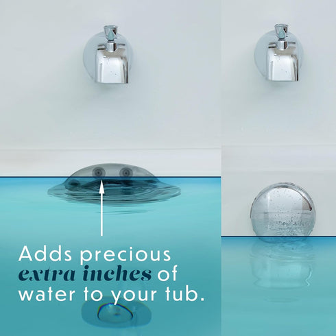 SlipX Solutions Bottomless Bath Overflow Drain Cover for Tub, Adds Inches of Water to Bathtub for a Warmer Deeper Bath, Spa Accessories, Drain Blo...