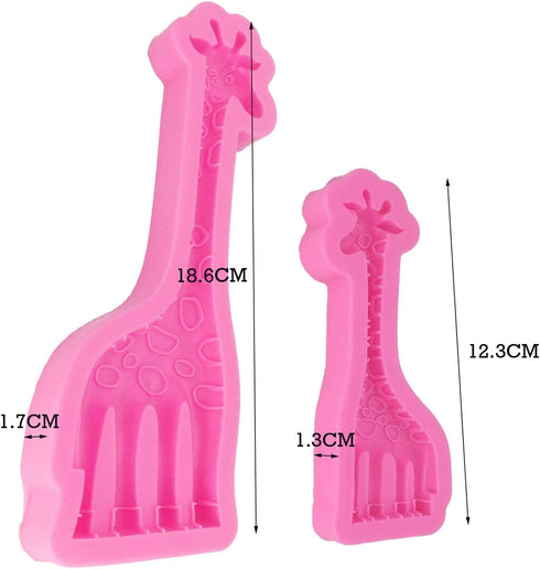 2Pcs/Set Mother & Son Giraffe Fondant Molds Animal Silicone Gum Paste Sugarcraft Paper Clay Mold Cake Decorating Tool...