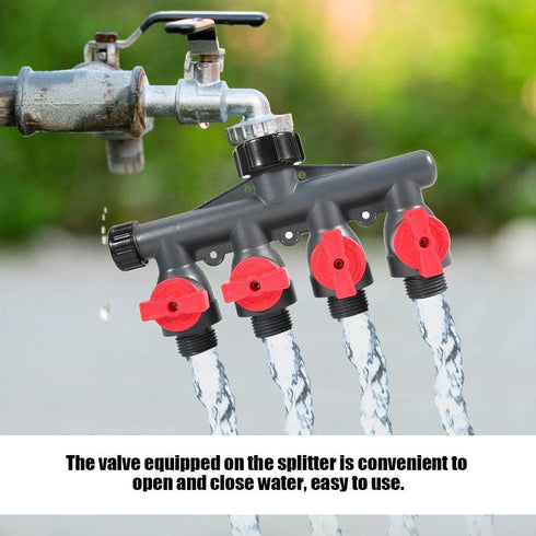 4 Way Hose Splitter,Heavy Duty Water Faucet Garden Hose Connector Valve Adapter Outdoor Faucet Drip Irrigation Systems & Lawns Product G3/4in (Fou...