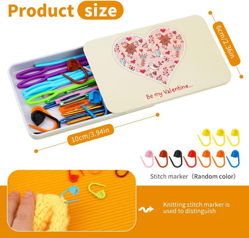 FTEVEN 36pcs Big Eye Blunt Needles, Plastic Big Eye Needles, Yarn Needles, Big Eye Bent Tapestry Needles with Colorful Plastic Knitting Stitch Mar...