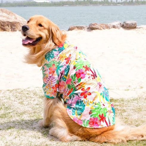 Dog Hawaiian Shirt, Summer Pet Clothes Large Dog Cool Costume Beach T-shirt for Medium Large Dog(Red,7XL)...