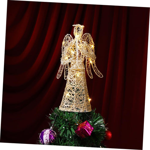 ABOOFAN Angel Christmas Tree Topper Gold Glitter Christmas Treetop Decoration Coated Metal Angel Xmas Tree Topper Ornaments for Holiday Home Offic...