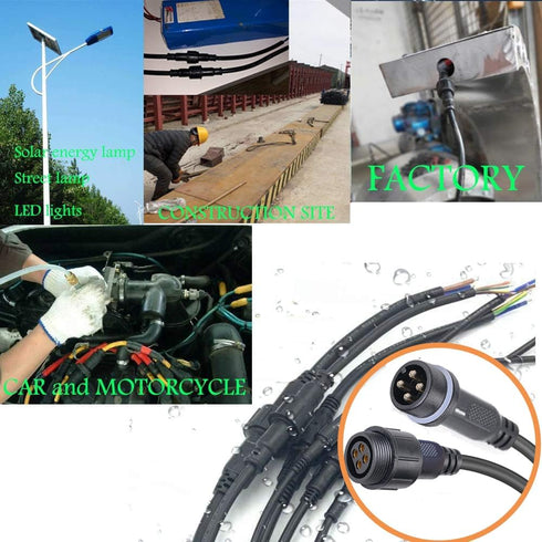 Waterproof Connectors 4 Wire,14AWG Male Female Plug LED Connector with 4Pin Waterproof Connectors,IP68 25CM Extension Cable for Car, Truck, Boat,L...
