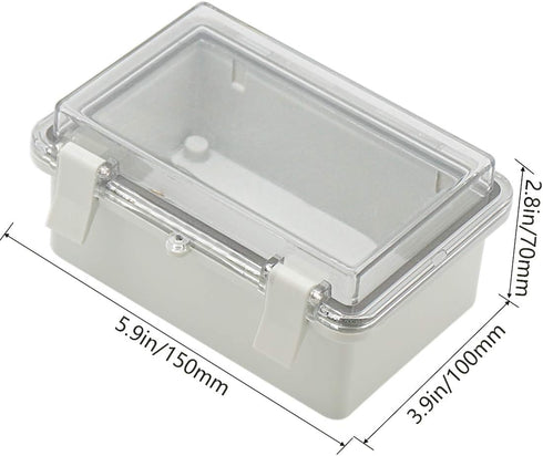 Zulkit Junction Box ABS Plastic Dustproof Waterproof IP65 Electrical Boxes Hinged Shell Outdoor Universal Project Enclosure Clear Cover with 2 Cab...