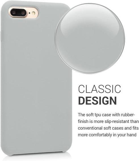 kwmobile Case Compatible with Apple iPhone 7 Plus/iPhone 8 Plus Case - TPU Silicone Phone Cover with Soft Finish - Light Grey Matte...