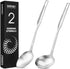 Premium Stainless Steel Serving Spoons and soup ladle, Matte Large Serving Spoon Slotted Spoons for Cooking 14.7Inch, Set of 2...