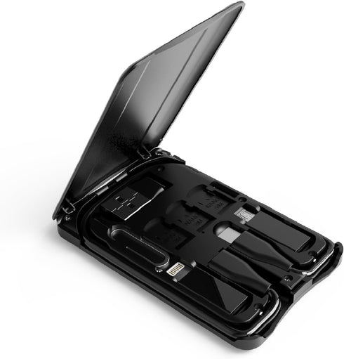 Cable Card Box, Universal Charging Cable Adapters,Compact USB-C/USB-A/Micro-USB/Lightning Port,Compact with Most Smartphones, Portable Phone Stand...