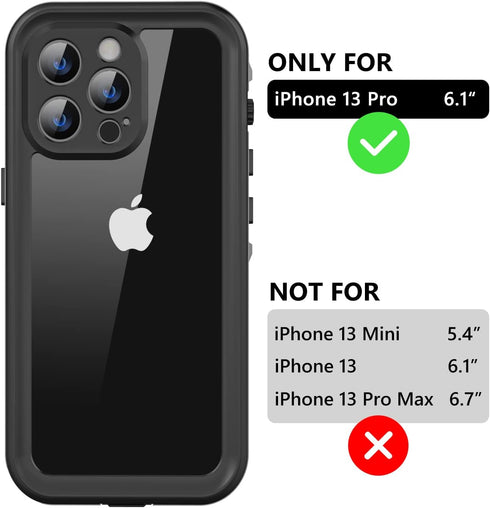 for iPhone 13 Pro Waterproof Case with Built-in Screen Protector, Shockproof Dustproof Full Body Protective IP68 Waterproof Phone Case for iPhone ...