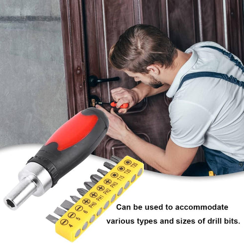 Hex Socket Star Shape Drive Screwdriver Set Manual 1/4" Screwdriver Kit Screw Driver Set with 10 Driver Bits for Fixtures Appliances Computers...