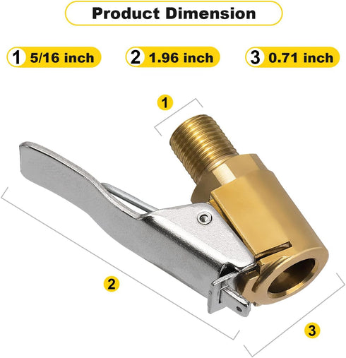 Toolwiz Pack of 4, 5/16 inch Air Chuck for Tires Inflation Brass Valve Attachment Lock On Automotive Repair Qucik Connect Car Compressed Tire Chuc...