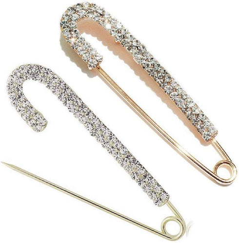 Women Crystal Big Safety Pin Jewelry Brooch Knit Scarf Lapel or Collar Brooch Pin...
