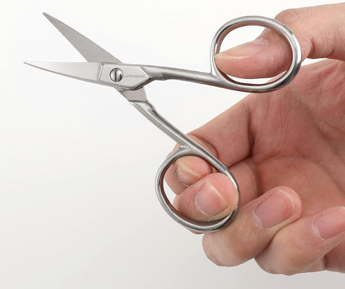 JARVISTAR Small Embroidery Curved Scissors, 4” Forged Stainless Steel Detail Craft Yarn Scissors, Pointed Tip Sharp Metal Precision Little Scissor...