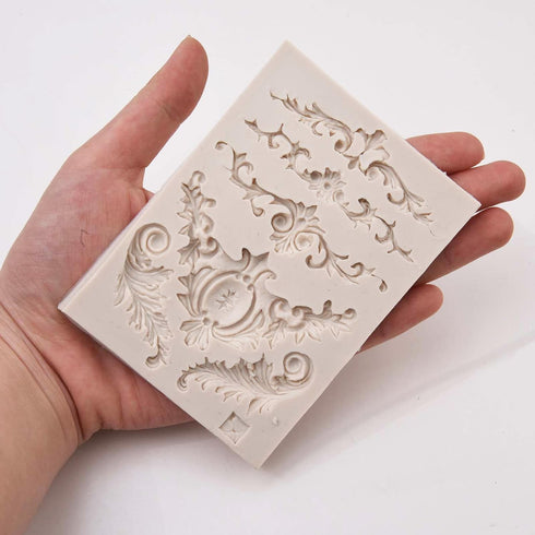 Baroque Silicone Molds, Border Chocolate Scroll Fondant Molds, for Baroque Cake, Lace Cake Cupcake Decorating, Candy, Polymer Clay, Resin, in Chri...
