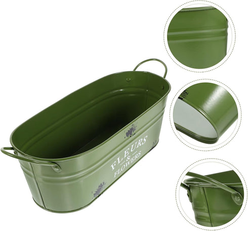 Vintage Flowerpot Plant Container Bucket Metal Pail Flower Pot Raised Garden Boxes Farmhouse Plant Buckets Garden Planter Container Metal Flower B...
