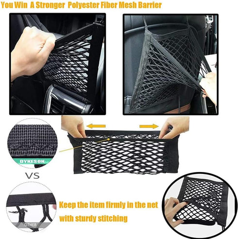Che Yuefu 3-Layer Car Mesh Organizer, Seat Back Net Bag, Barrier of Backseat Pet Kids, Cargo Tissue Purse Holder, Driver Storage Netting Pouch (Up...