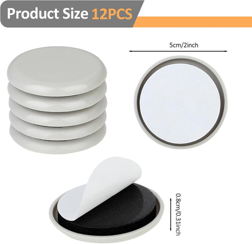 12pcs Easy Gliders for Furniture 2 inches Moving Pads on Carpet Moving Sliders for Heavy Furniture Self Adhered Beige Sliders for Hardwood Glides ...