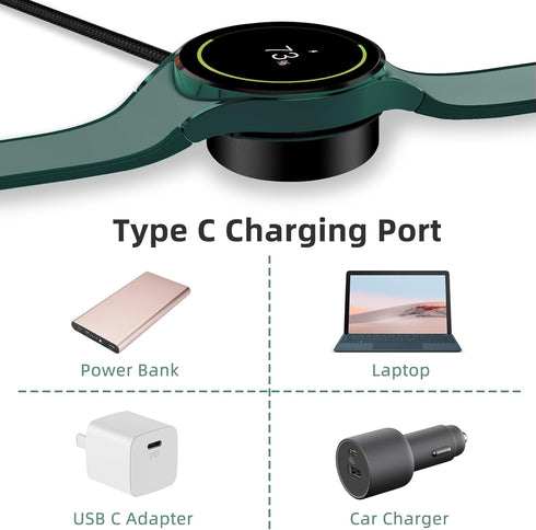 Charger for Samsung Galaxy Watch 6/6 Classic/5/5 Pro/4/4 Classic/3/Active 2 (USB-C)-Upgrade Metal Case Nylon Cable Galaxy Watch Wireless Charger...