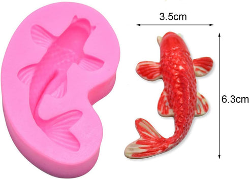 2Pcs/Set Koi Fish & Goldfish Fondant Mold, Carp Silicone Molds for Chocolate Candy Cake Cupcake Decoration Gum Paste Polymer Clay Soap Resin Crayo...