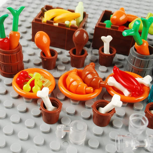 280pcs Food Building Blocks Kitchen Sencery Accessories Food Set Building Bricks Kit DIY Building Set Compatible All Major Brands...