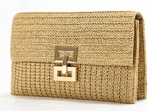 Obosoyo Summer Straw Clutch Purses for Women Boho Woven Beach Bag Envelope Wallet Flap Handbags Cell Phone Evening Purse...