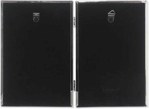 Lawrence Frames Hinged Double (Vertical) Metal Picture Frame Silver-Plate with Delicate Beading, 4 by 6-Inch...