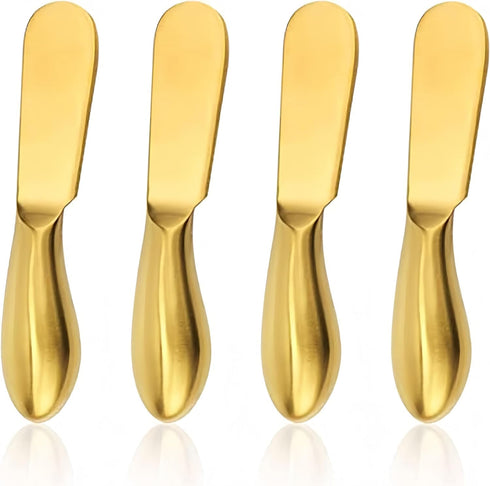 Stainless Steel Butter Knife, 4Pcs Gold Applicator Set for Home Breakfast Use, Deluxe Sandwich Cream Cheese Condiment Knives...