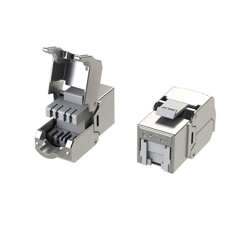 LINKUP - RJ45 Connectors Cat6A (2 Pack) Shielded Keystone Jack Zinc-Alloy Housing Modular Termination | 10G Easy Internet Tool Free Jacks | for Ca...